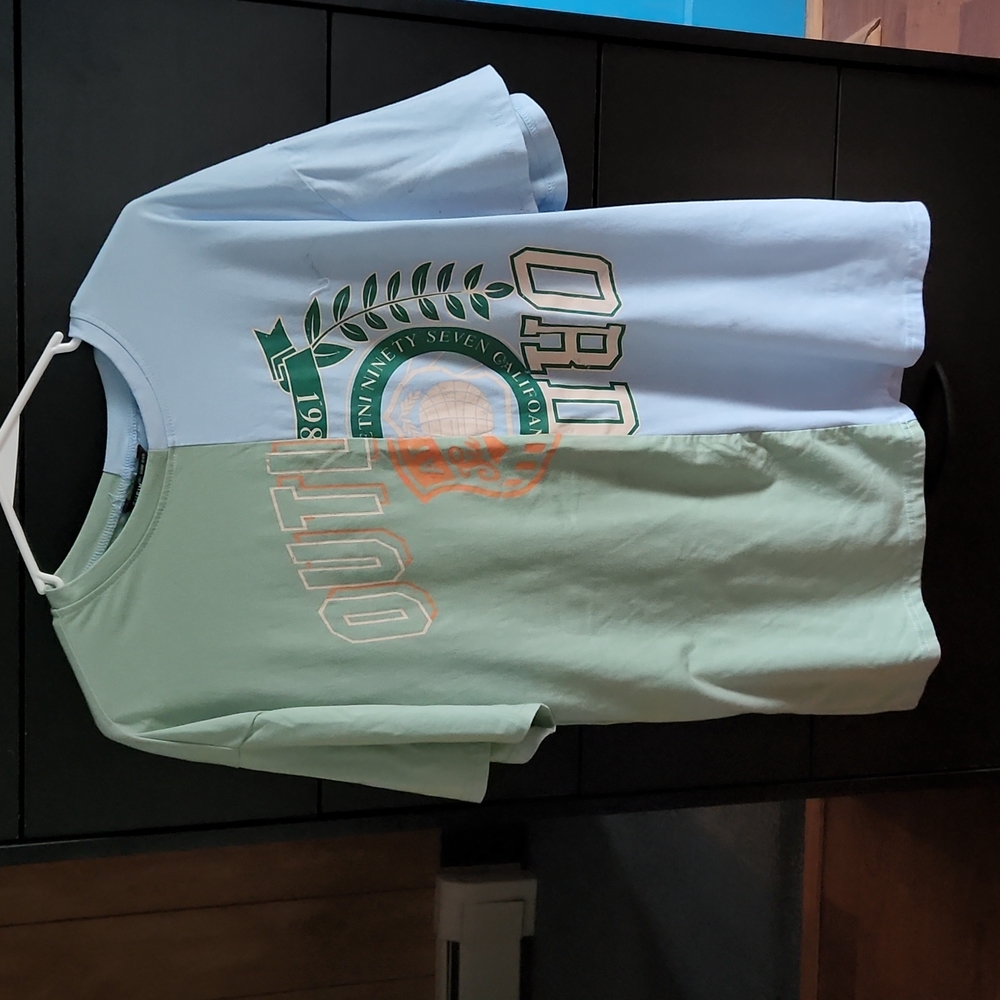 SHEIN, L, light Green, light blue, orange,cream